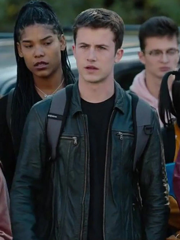 13 Reasons Why Dylan Minnette Black Leather Jacket