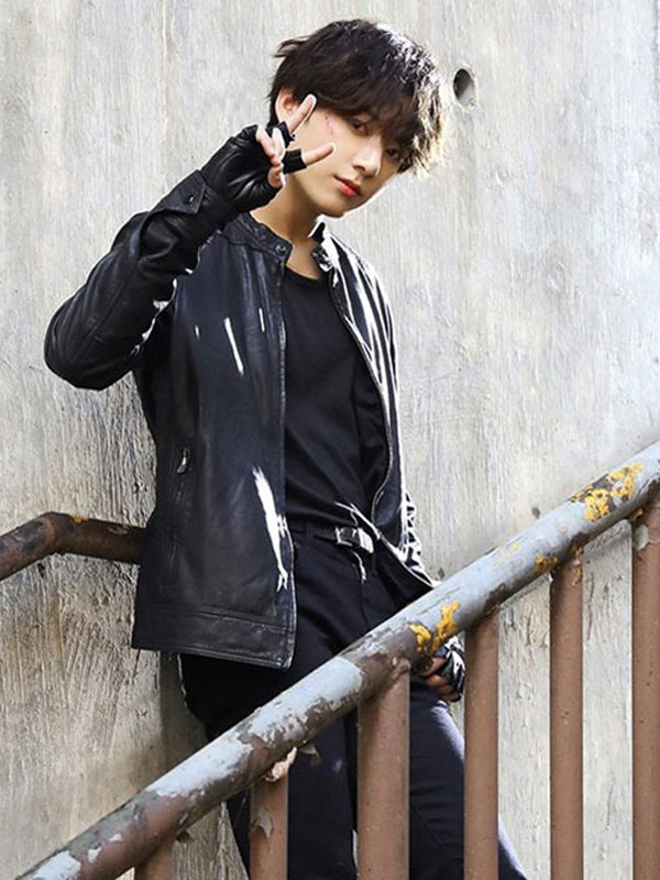 BTS Jungkook Black Leather Jacket