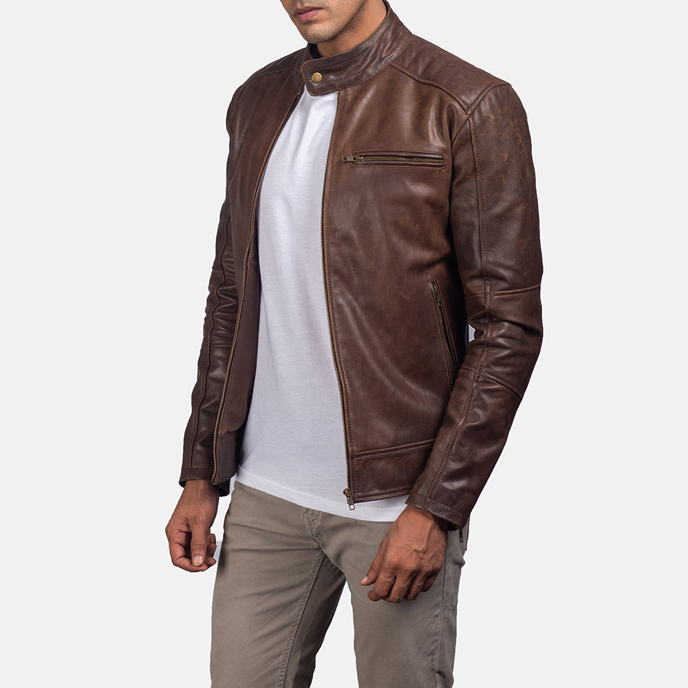 Men’s Dean Brown Biker Leather Jacket