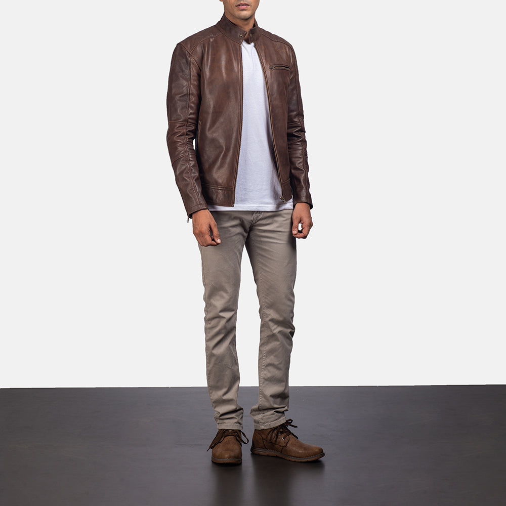 Men’s Dean Brown Biker Leather Jacket