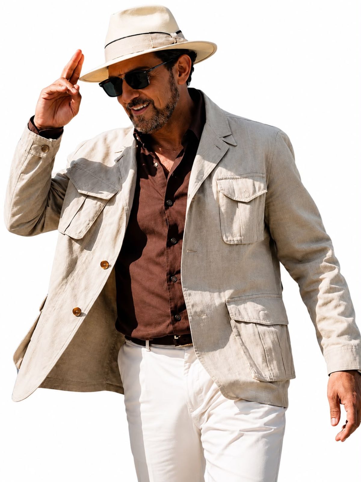 Antonio Banderas Above and Below Beige Cotton Jacket