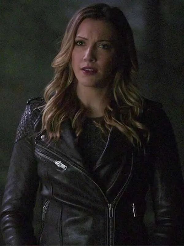 Arrow Katie Cassidy Black Biker Leather Jacket