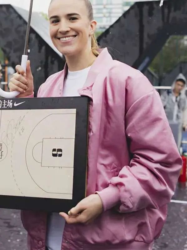 Basketball Player Sabrina Ionescu Pink Varsity Jacket