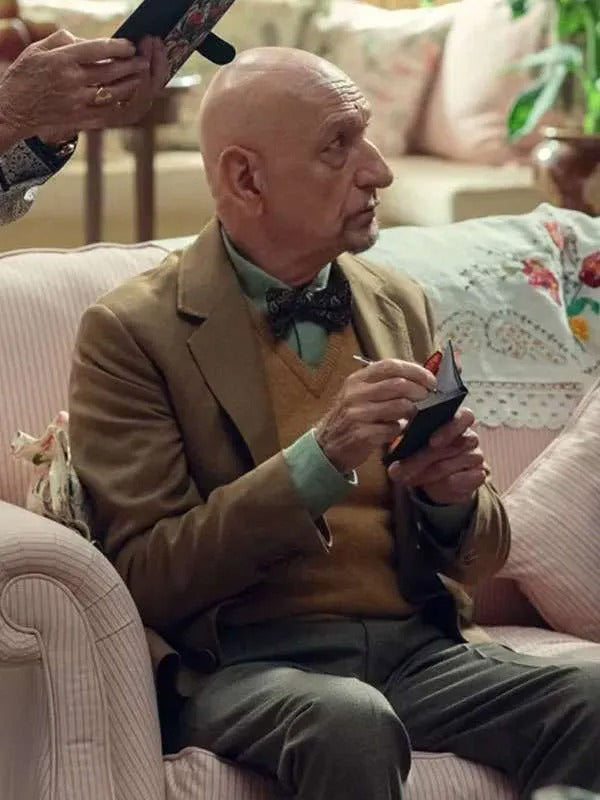 Ben Kingsley The Thursday Murder Club 2025 Brown Blazer