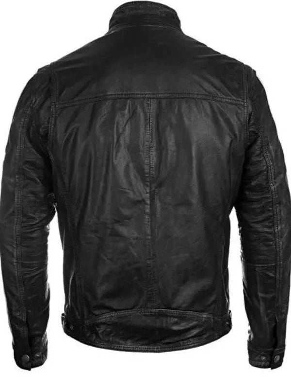 Cafe Racer Vintage Style Black Leather Jacket