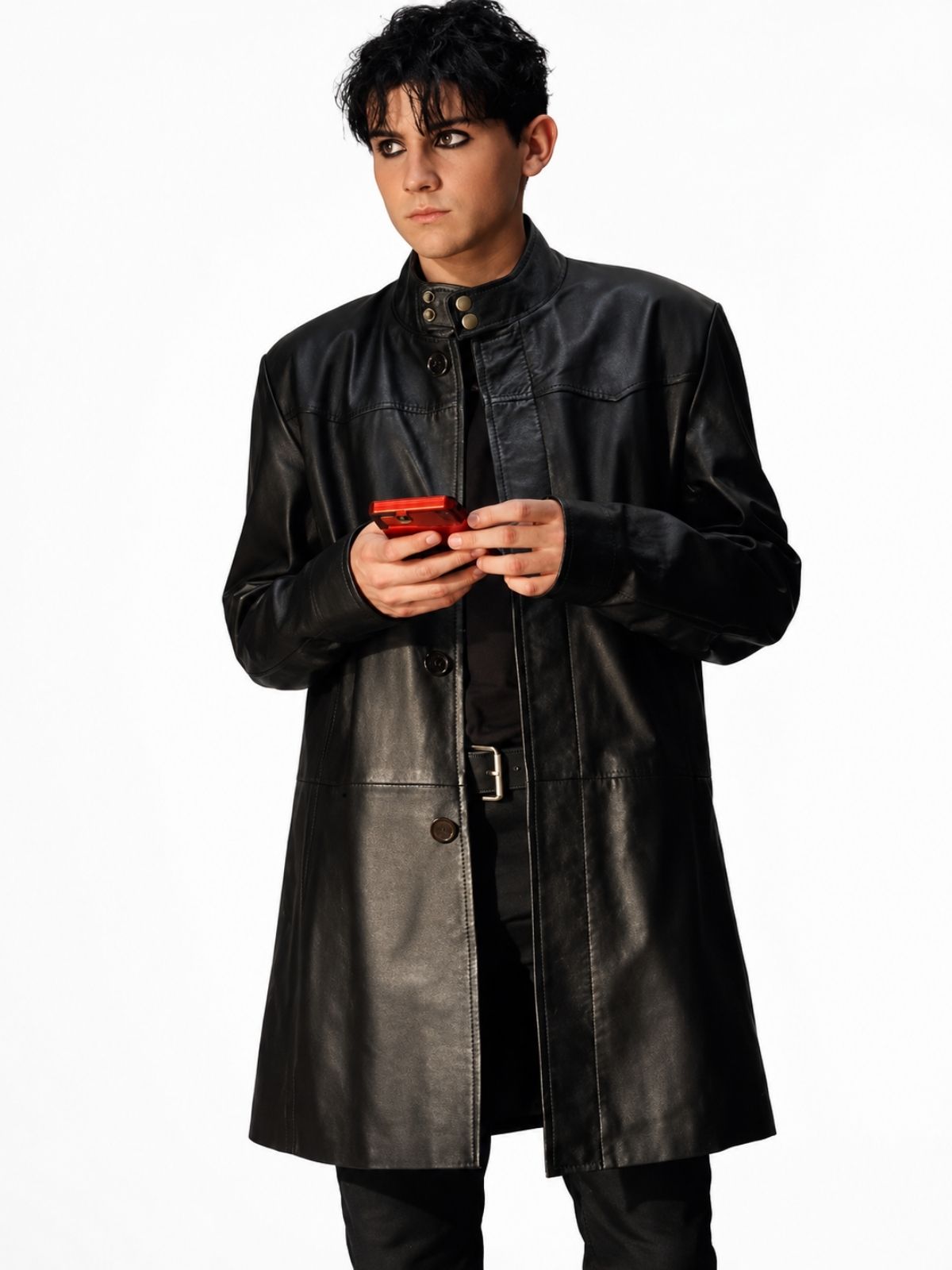 Cooper Turner Trying Black Leather Coat