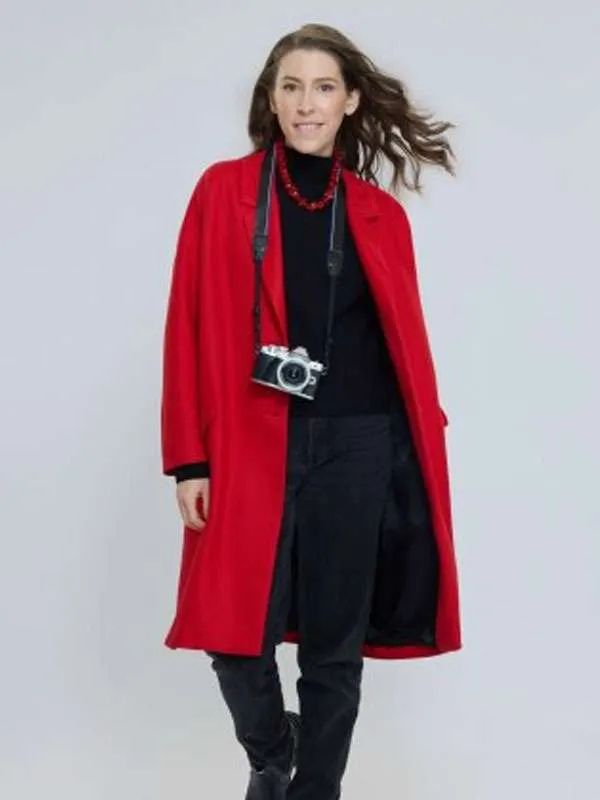 Eden Sher A Keller Christmas Vacation Red Wool Coat