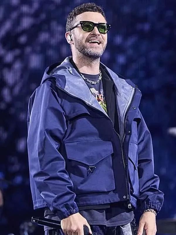 Justin Timberlake Lollapalooza Berlin Blue Hooded Jacket
