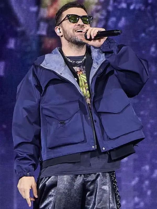 Justin Timberlake Lollapalooza Berlin Blue Hooded Jacket