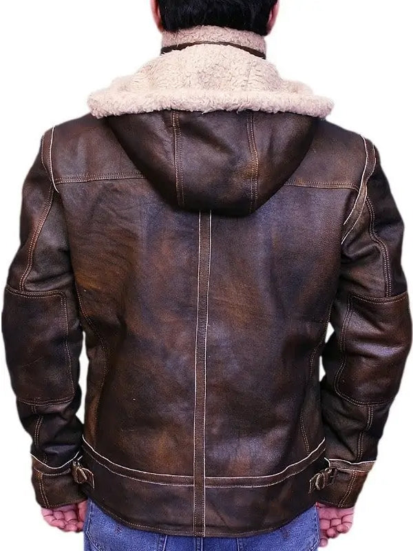 Men Aviator Brown Bomber Leather Jacket