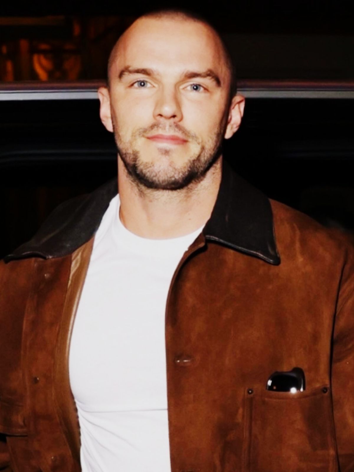 New York City Nicholas Hoult Brown Suede Leather Jacket