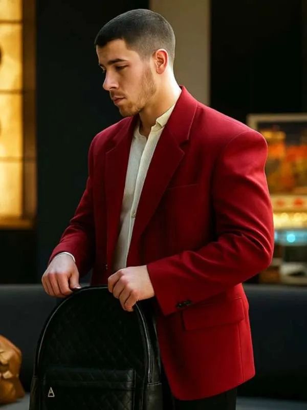 Nick Jonas A Very Jonas Christmas Movie Red Blazer