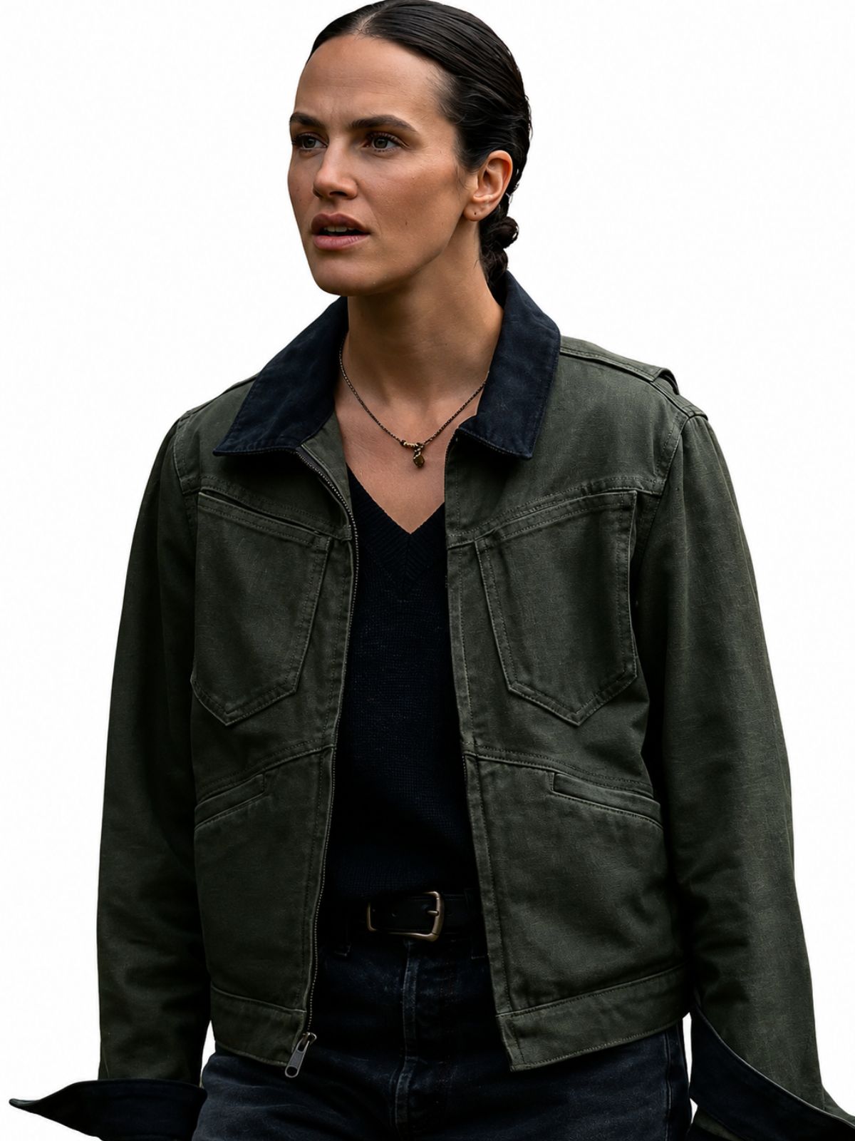 Silo Jessica Brown Findlay Green Cotton Jacket
