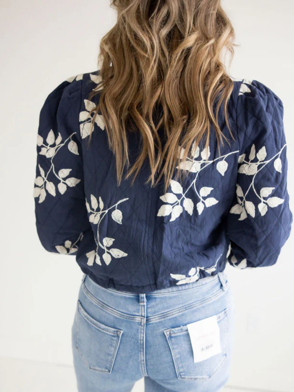 The Love Heist Lyndsy Fonseca Blue Floral Bomber Jacket