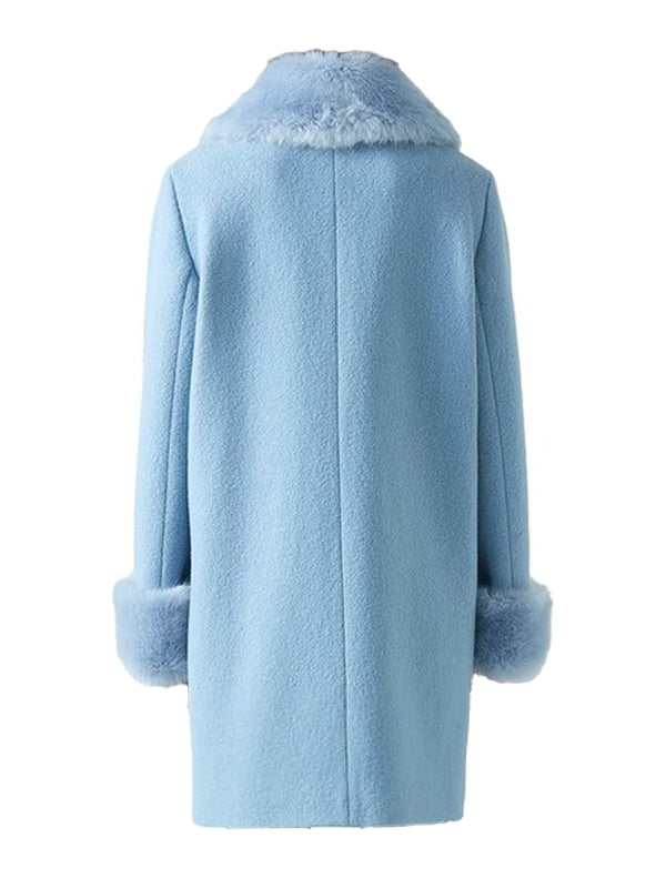 Too Much Megan Stalter Blue Wool Coat