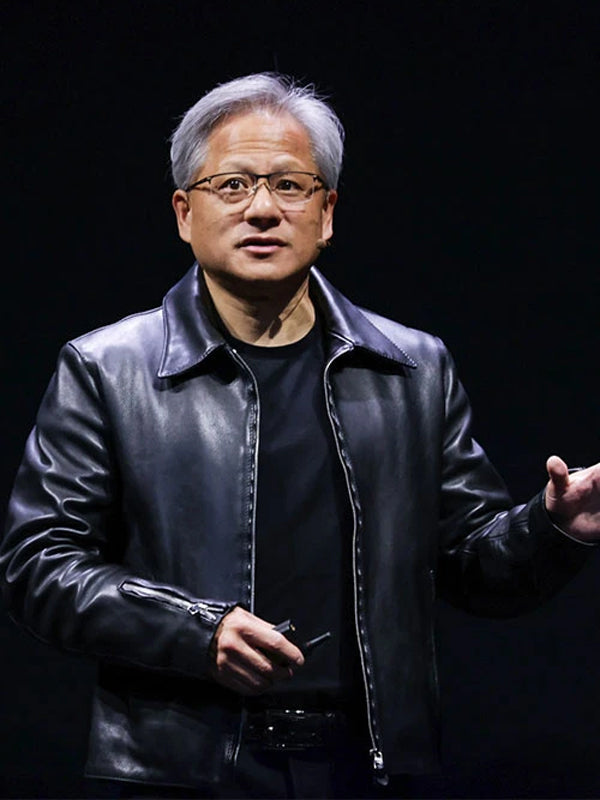 Jensen Huang Classic Black Leather Jacket
