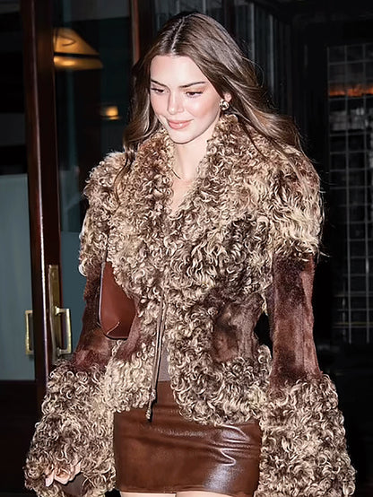 Kendall Jenner Brown Fur Jacket