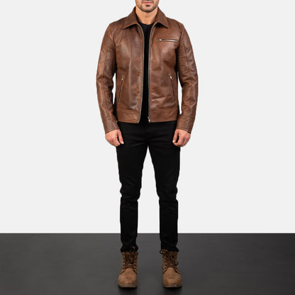 Men’s Lavender Brown Biker Leather Jacket