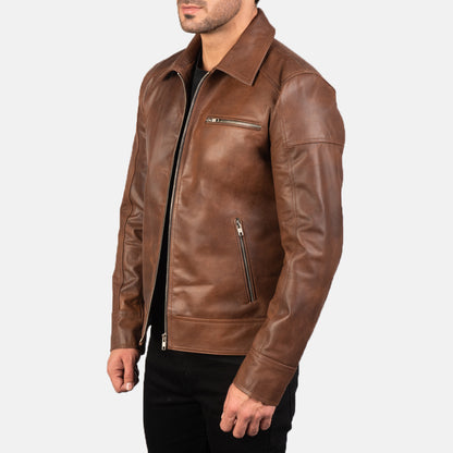 Men’s Lavender Brown Biker Leather Jacket