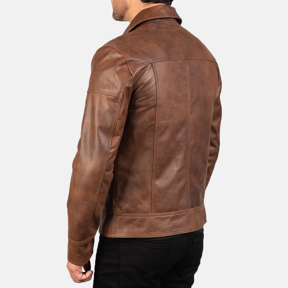 Men’s Lavender Brown Biker Leather Jacket