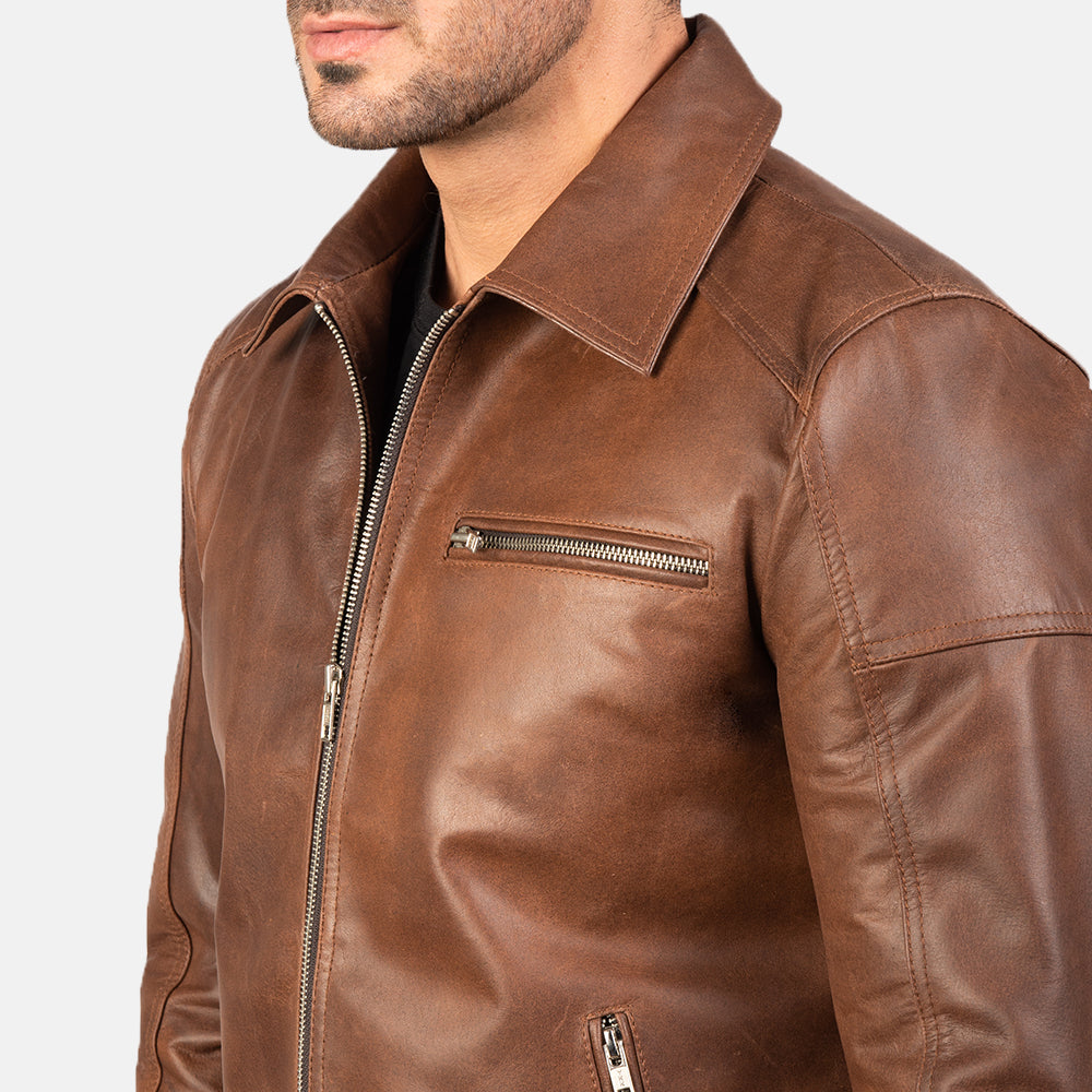 Men’s Lavender Brown Biker Leather Jacket