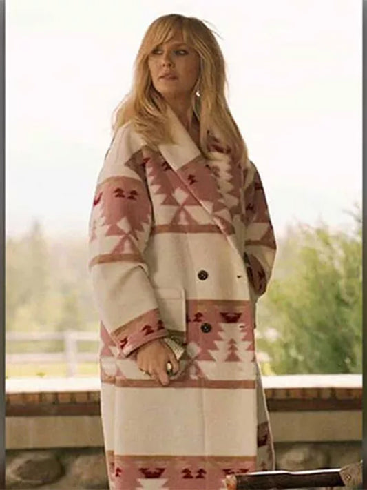 Yellowstone S05 Beth Dutton Pink Printed Coat