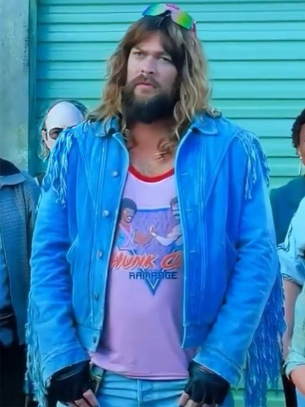 A Minecraft Movie 2025 Jason Momoa Blue Jacket