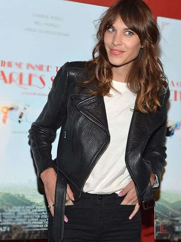 Alexa Chung Black Biker Leather Jacket
