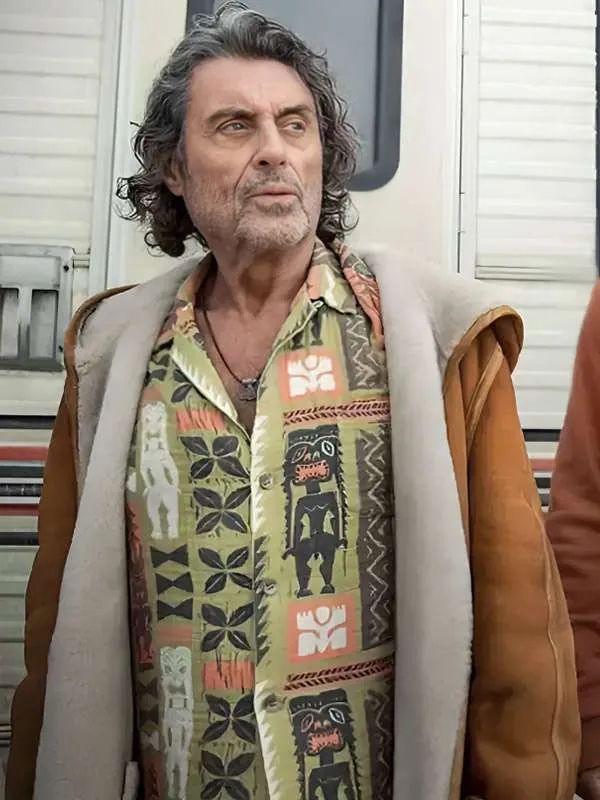 American Gods S03 Ian McShane Brown Suede Leather Jacket