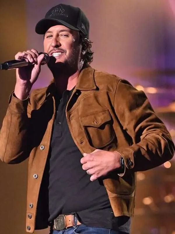 American Idol Luke Bryan Brown Suede Leather Jacket