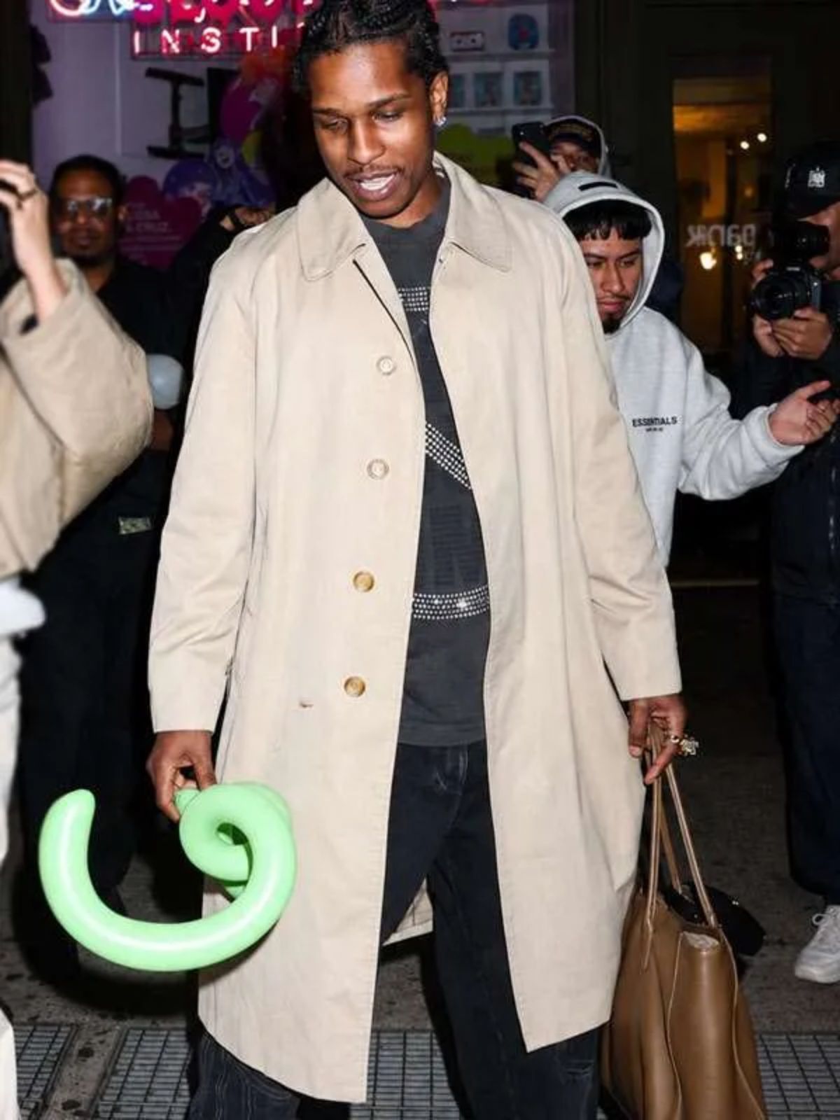 American Rapper A$AP Rocky Birthday Celebration Beige Long Coat