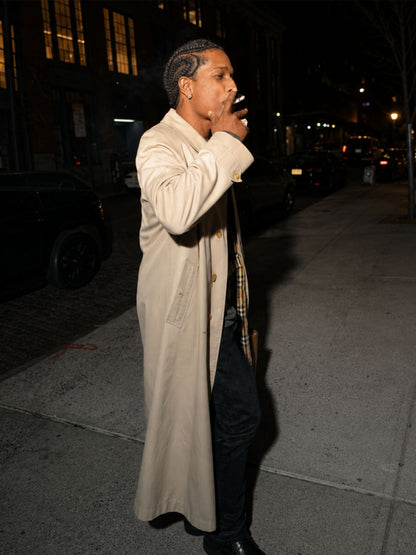 American Rapper A$AP Rocky Birthday Celebration Beige Long Coat