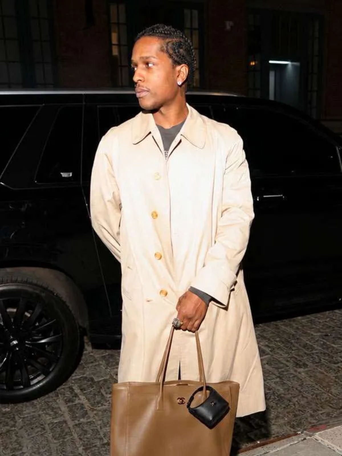 American Rapper A$AP Rocky Birthday Celebration Beige Long Coat