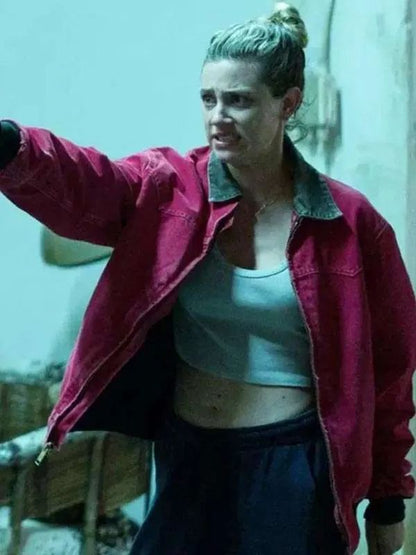 American Sweatshop Lili Reinhart Red Bomber Jacket