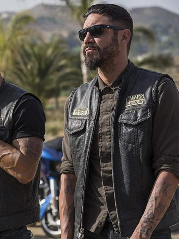 Angel Reyes Mayans MC Black Leather Vest