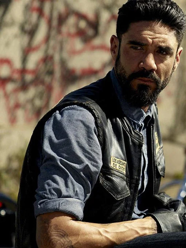 Angel Reyes Mayans MC Black Leather Vest