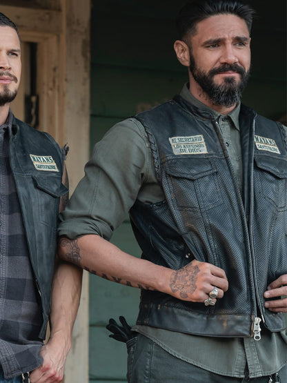 Angel Reyes Mayans MC Black Leather Vest