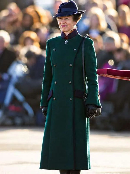 Anzac Day Princess Anne Green Wool Long Coat