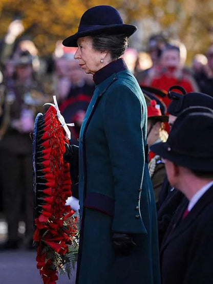 Anzac Day Princess Anne Green Wool Long Coat