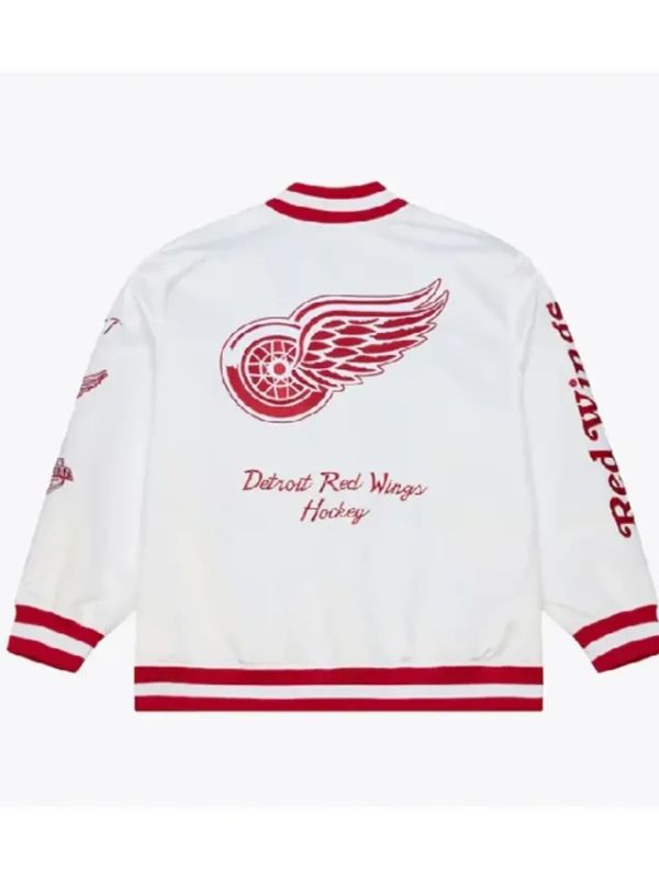 Arctic White Detroit Red Wings Satin Jacket 