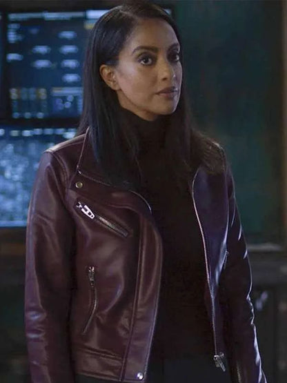 Azie Tesfai Supergirl Maroon Leather Jacket