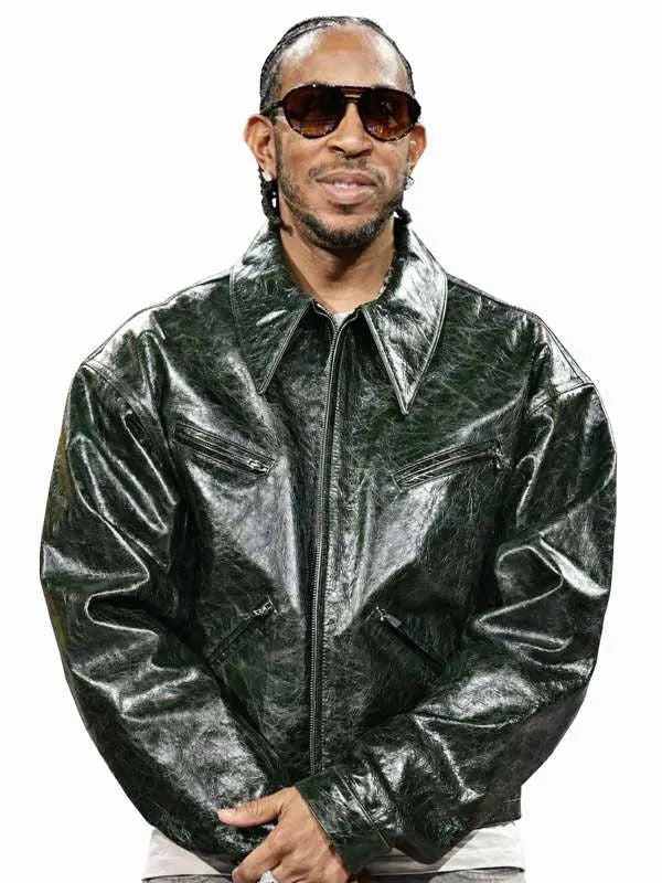 Basketball All-Star Game Ludacris Dark Green Leather Jacket