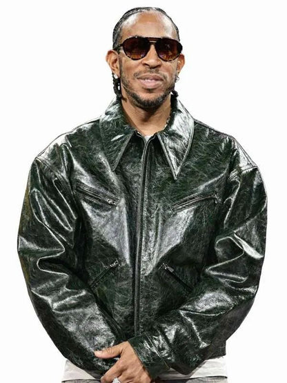 Basketball All-Star Game Ludacris Dark Green Leather Jacket