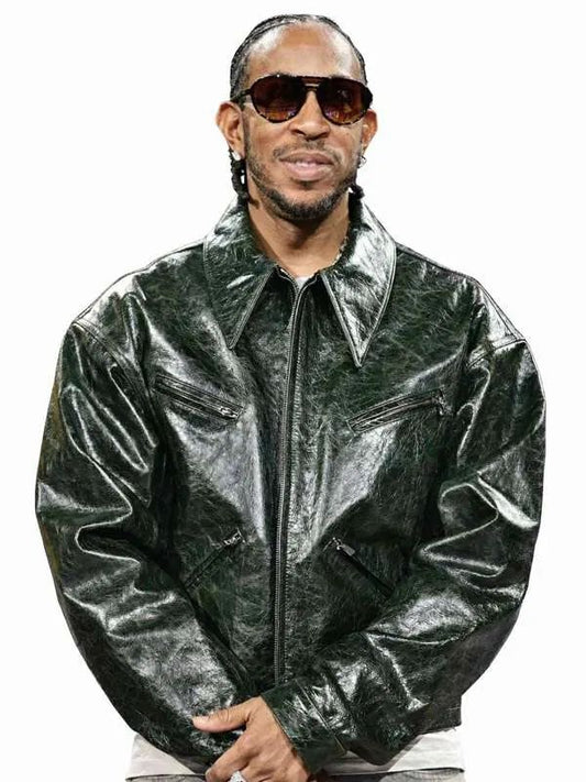 Basketball All-Star Game Ludacris Dark Green Leather Jacket