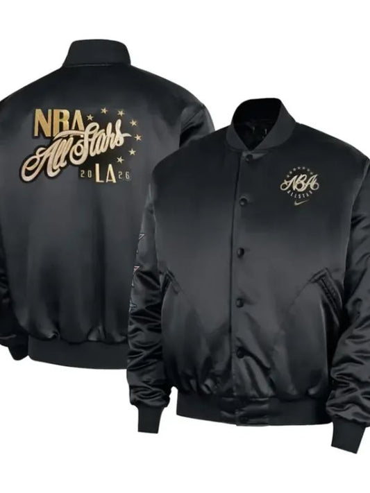 Basketball Black Satin Bomber Jacket 