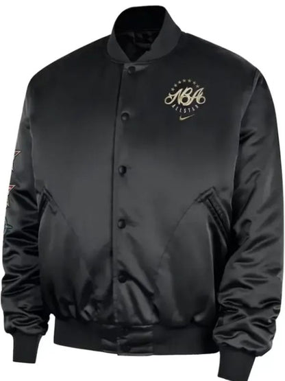 Basketball Black Satin Bomber Jacket 