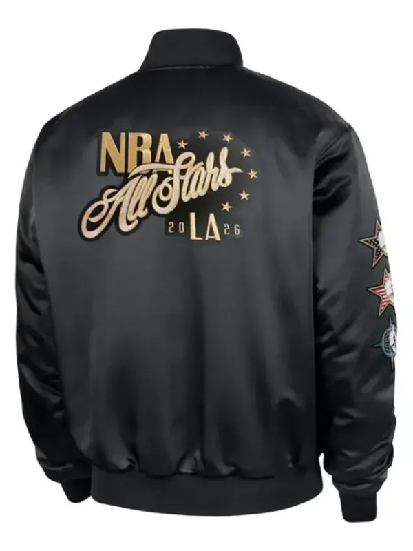 Basketball Black Satin Bomber Jacket 