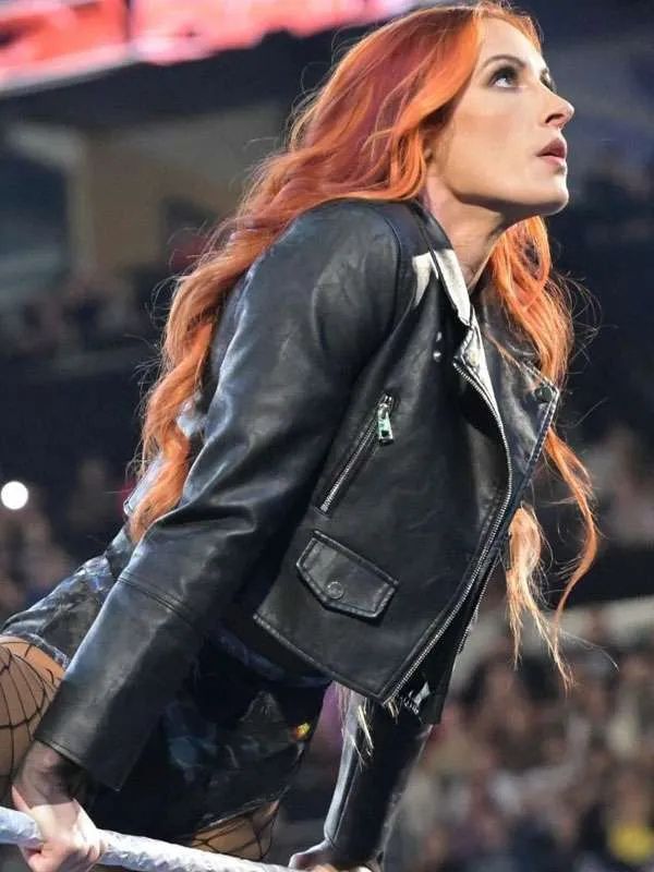 Becky Lynch Black Biker Leather Jacket