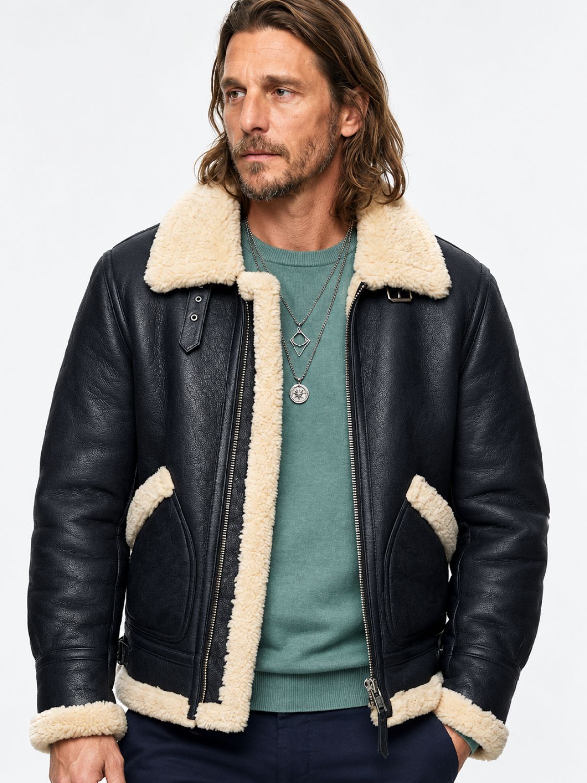 Ben Robson Ransom Canyon Shearling Black Leather Jacket