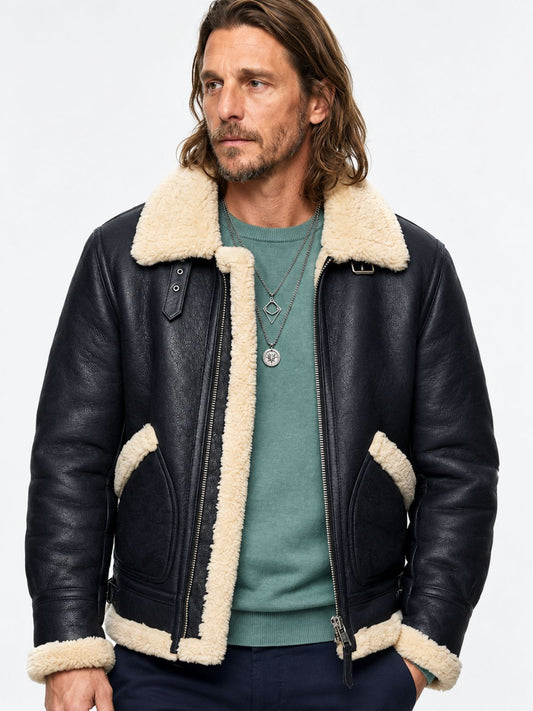 Ben Robson Ransom Canyon Shearling Black Leather Jacket